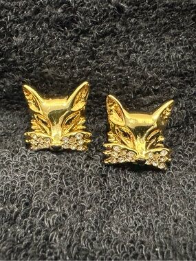 Kate Spade So Foxy Crystal Gold Tone Fox Stud Earrings